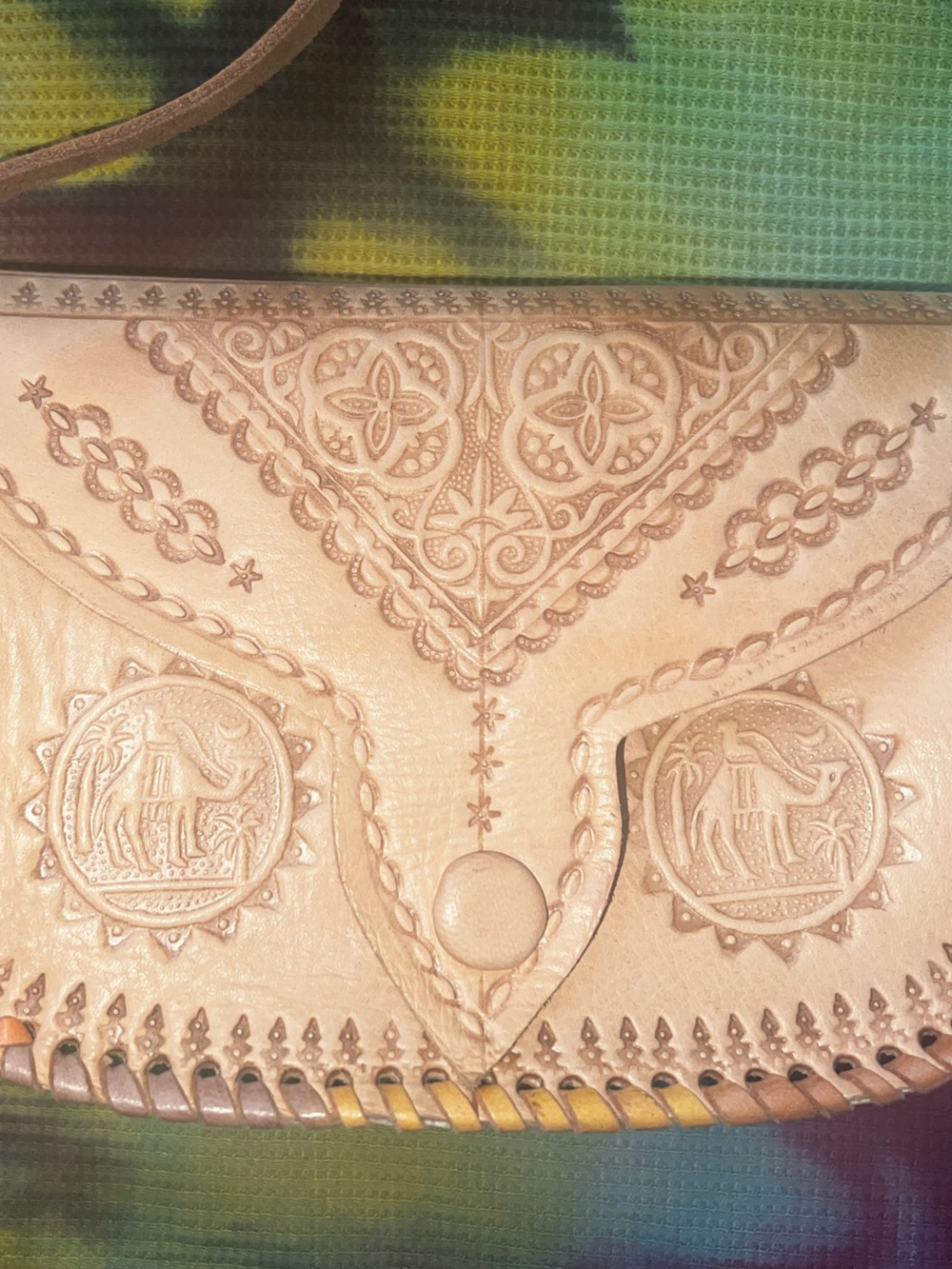 🌴🐪 Handmade Artisan Moroccan Leather Purse - Tooled Crossbody Saddle Bag